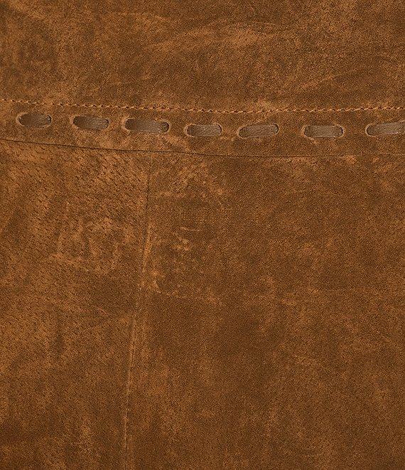 Scully Western Suede Leather High Rise Wrap Fringe Midi Skirt Product Image