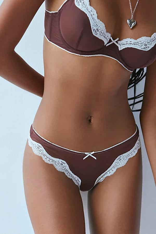 Out From Under Angel Mesh Lace Trim Thong Womens at Urban Outfitters Product Image