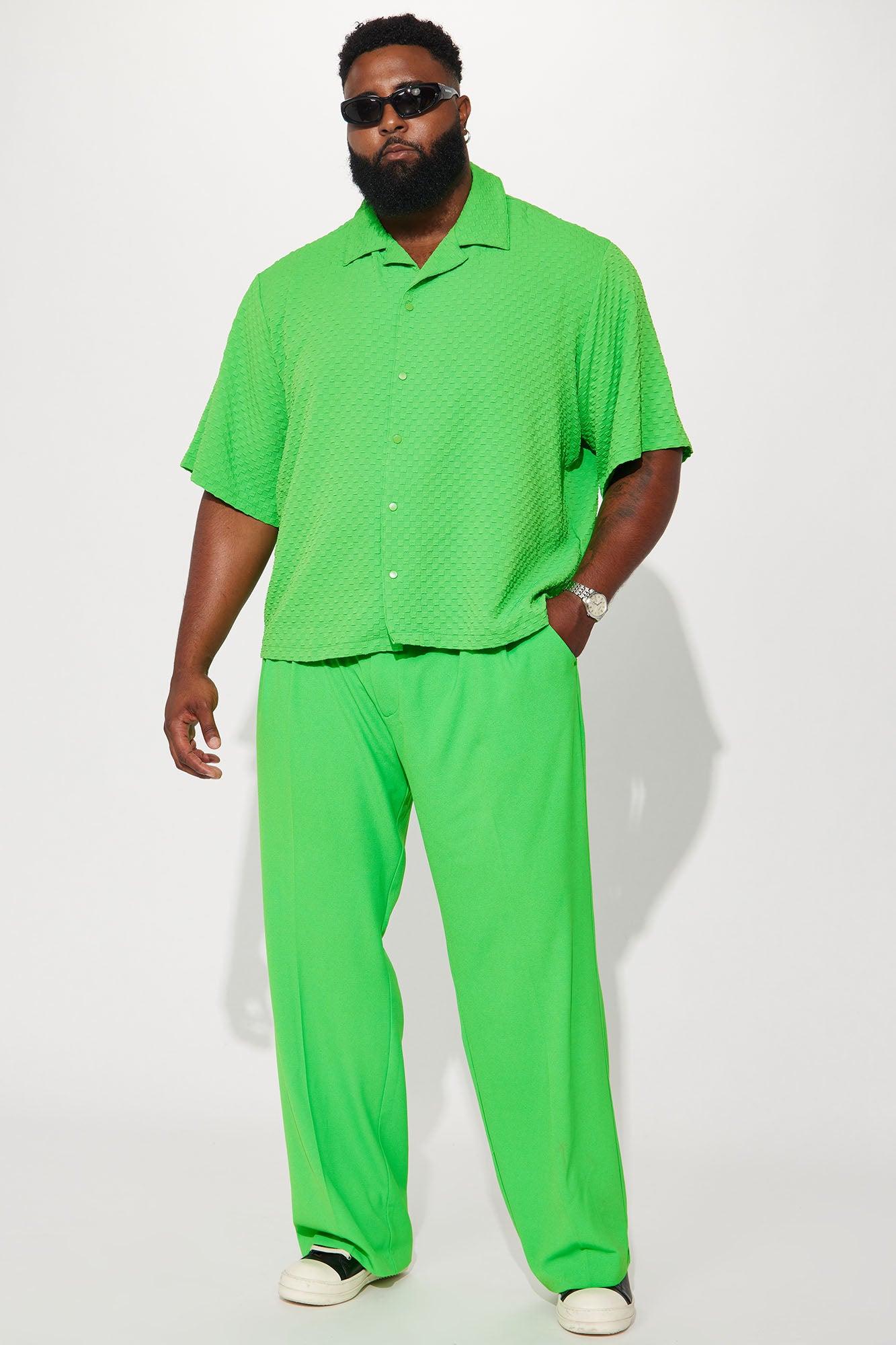 Luxor Textured Cropped Button Up Shirt - Green Product Image