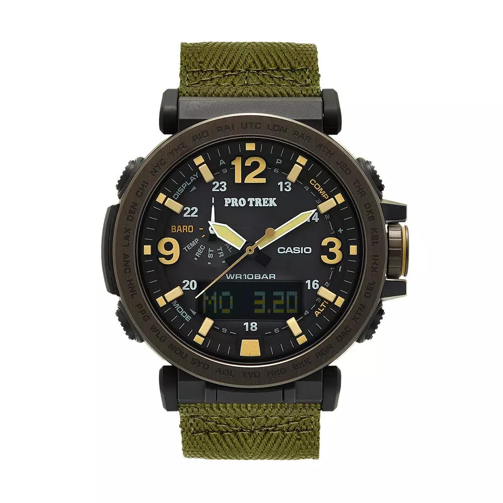 Casio Men's PRO TREK Triple Sensor Analog-Digital Tough Solar Watch - PRG-600YB-3CR, Green Product Image