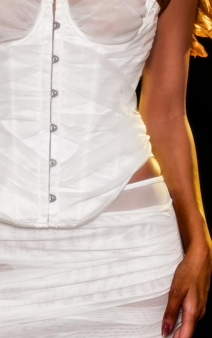 White Mesh Bandeau Corset & Skirt Set Product Image