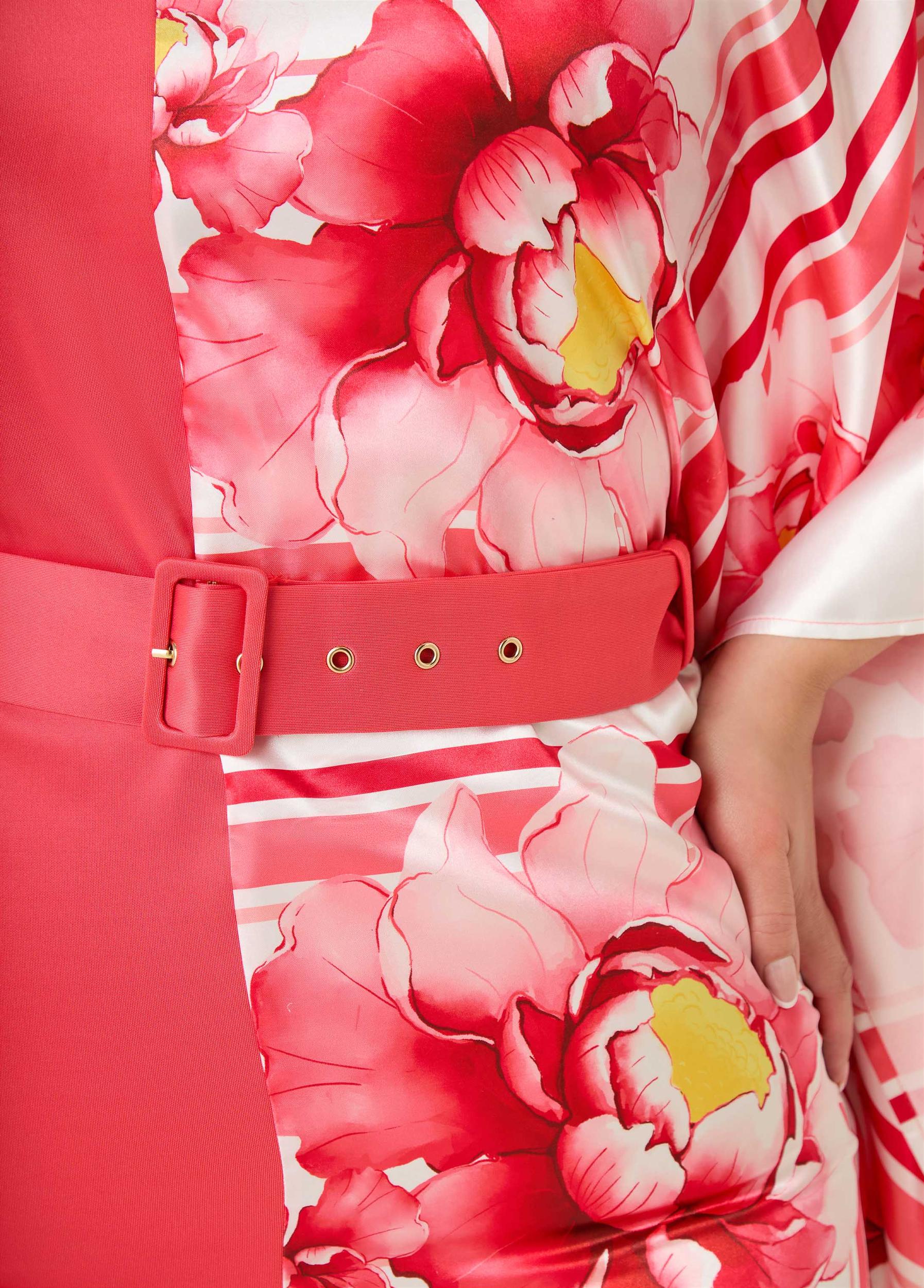 Paneled Floral Satin Dress Product Image