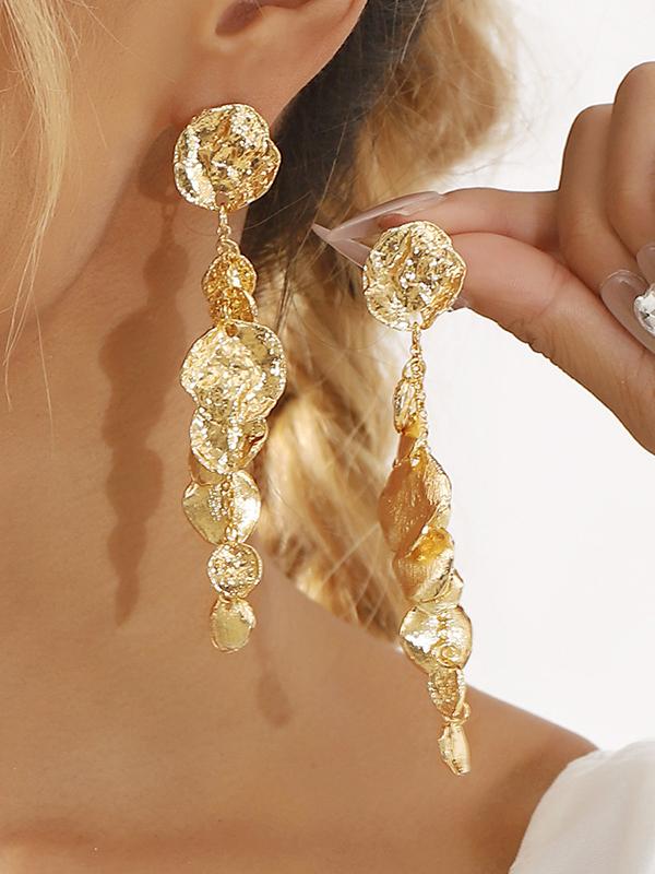 Geometric Solid Color Tasseled Earrings Accessories Product Image