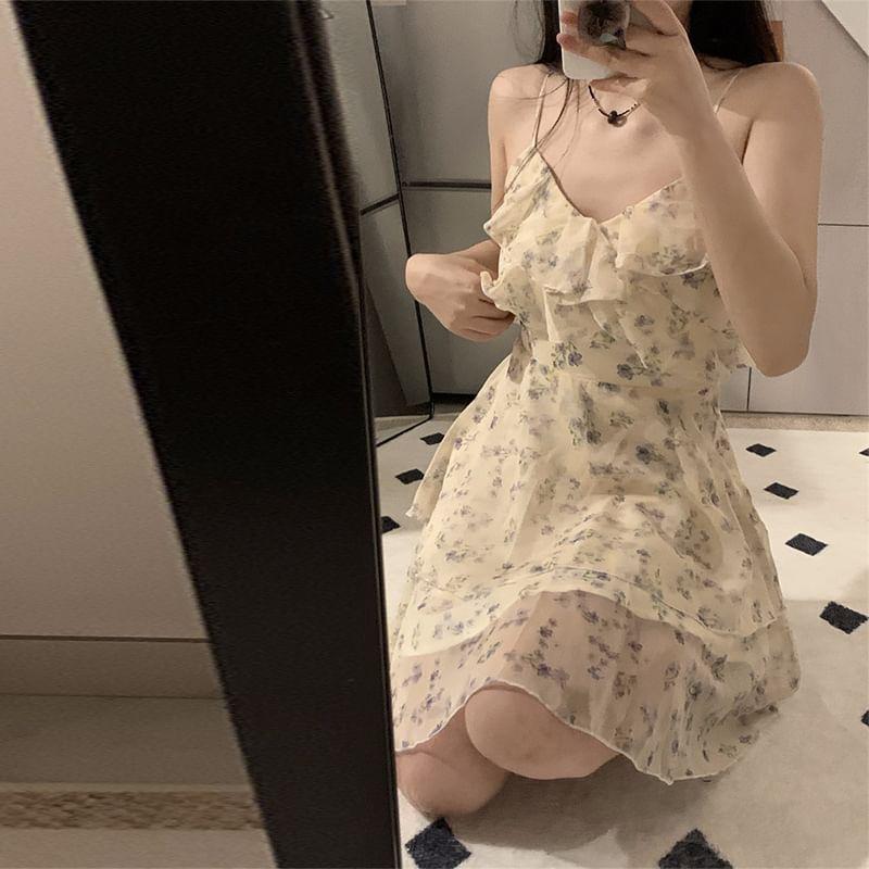 Spaghetti Strap Floral Mini A-Line Sundress Product Image