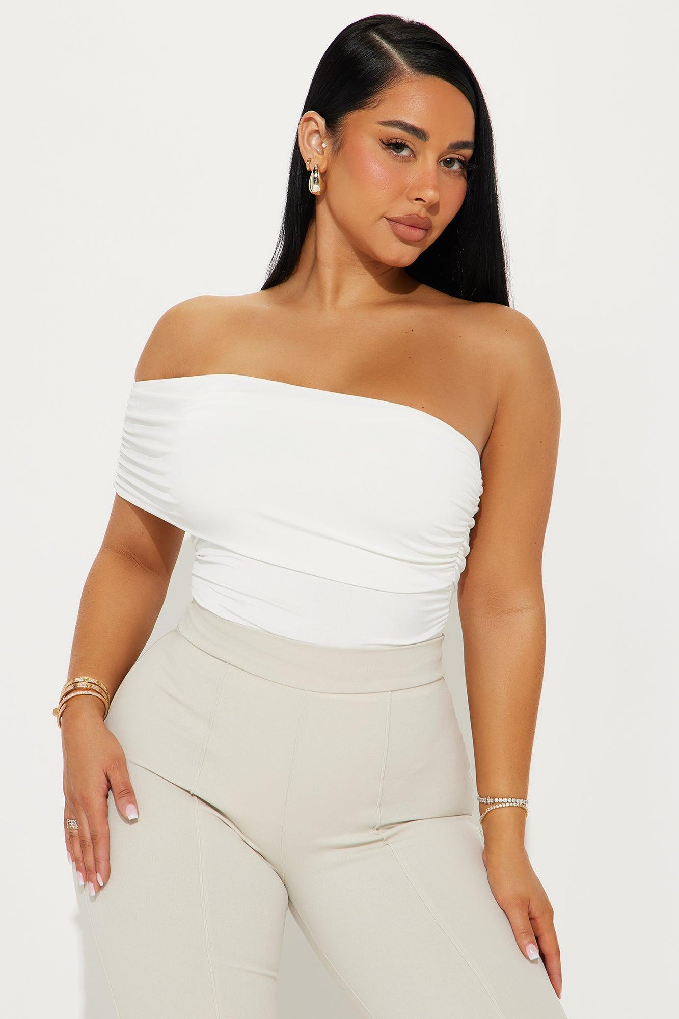 Reese Off Shoulder Ruched Bodysuit - Ivory Product Image