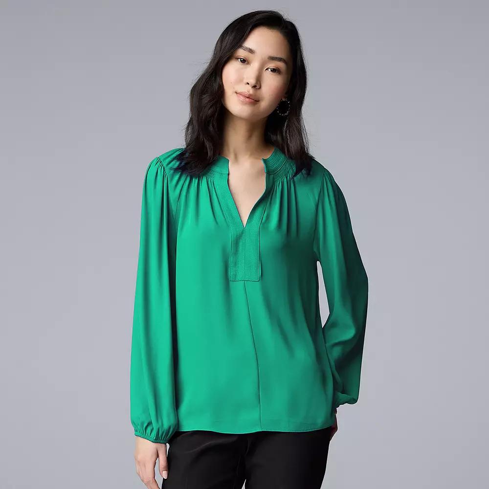 Women's Simply Vera Vera Wang Smocked Neck Blouse,  Product Image
