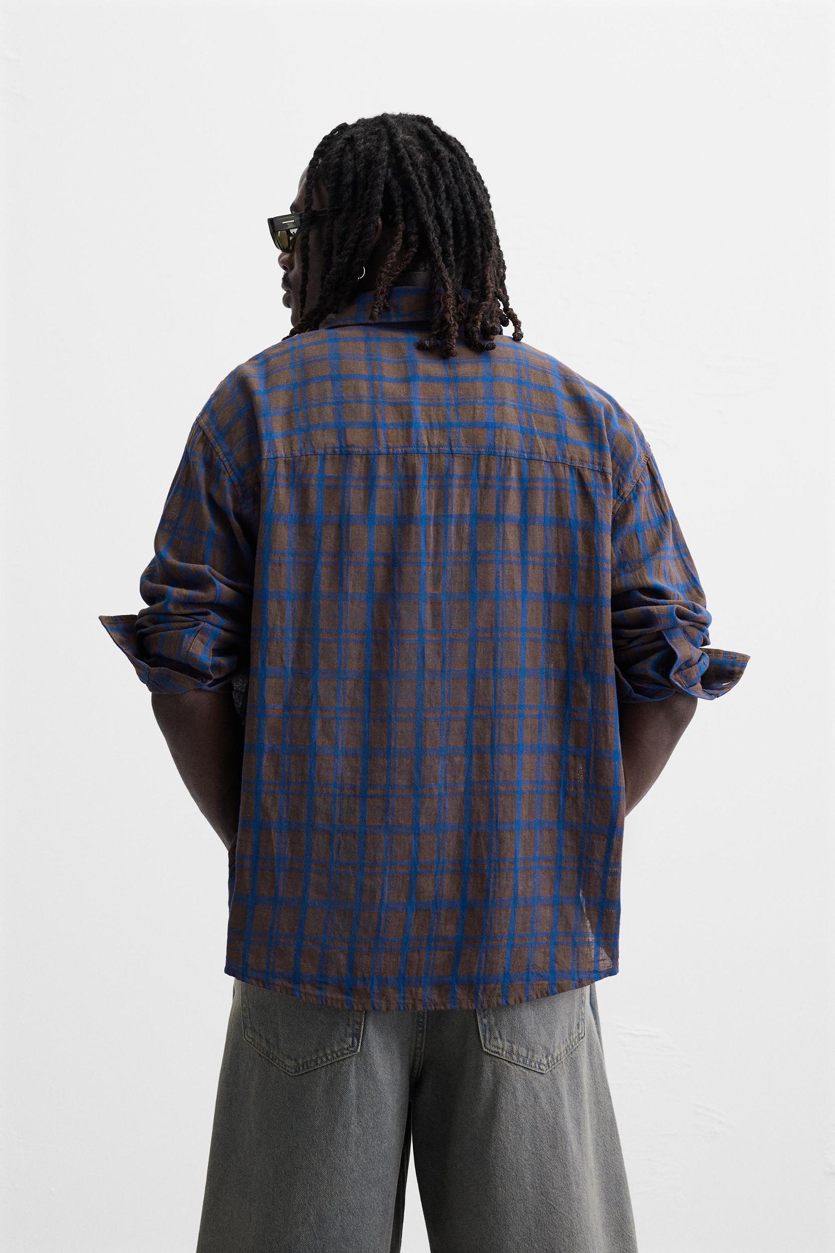 COTTON - LINEN PLAID SHIRT Product Image