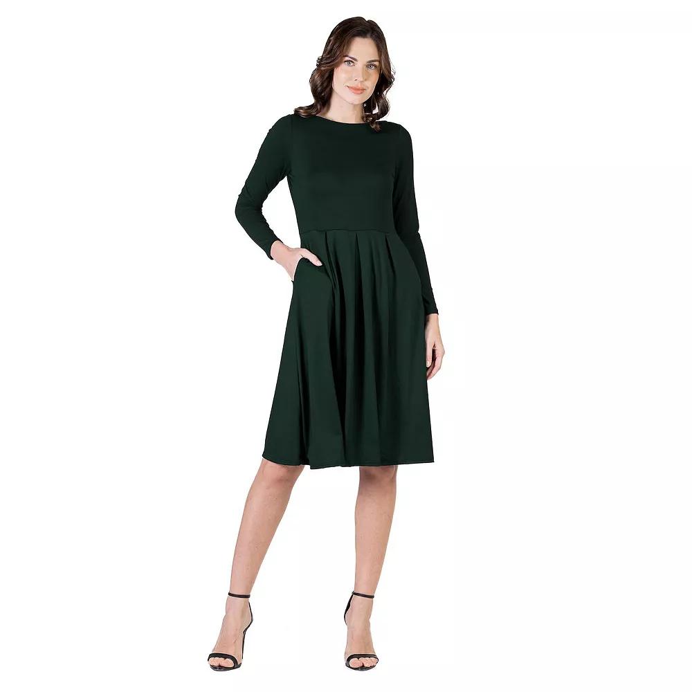 Women's 24Seven Comfort Apparel Fit & Flare Midi Dress,  Product Image