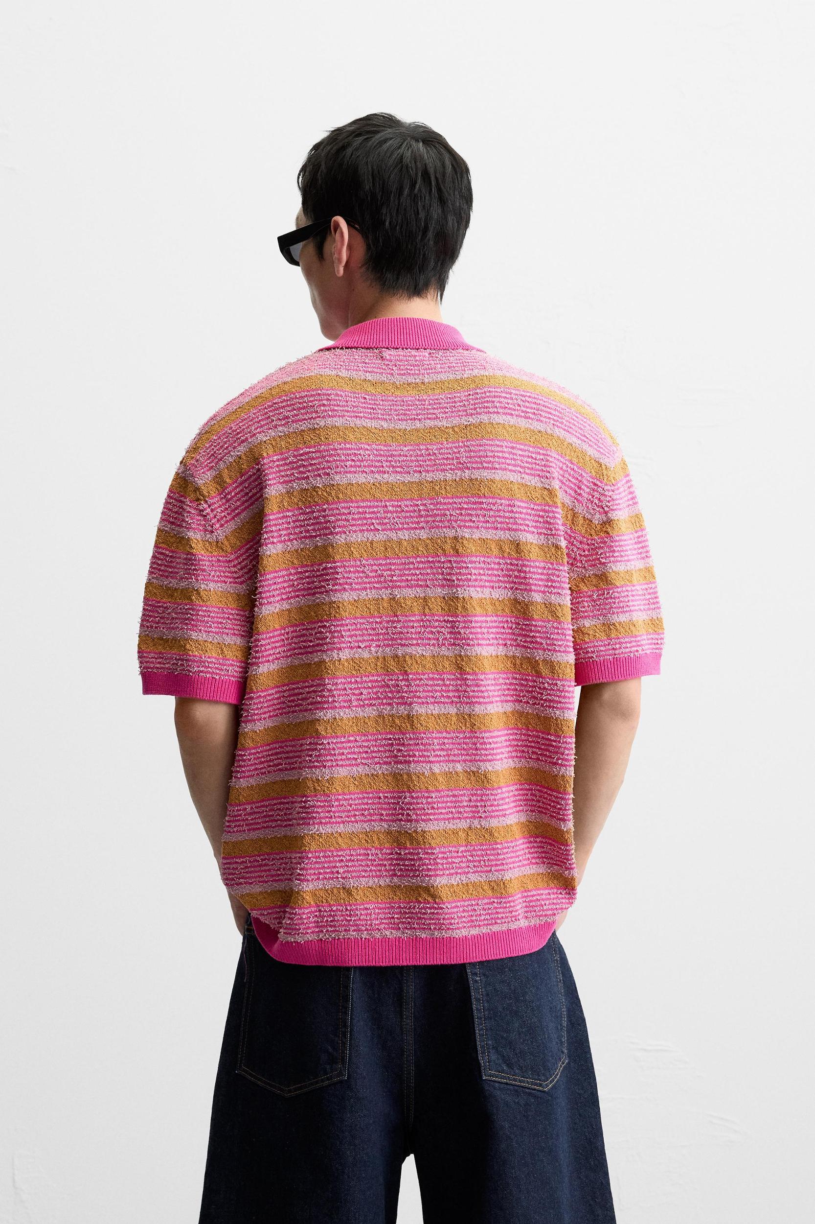 TEXTURED STRIPE KNIT POLO Product Image