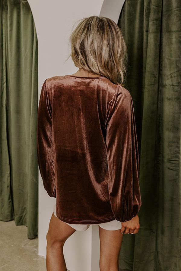 Cider And Sunsets Velvet Babydoll Top in Mocha Product Image