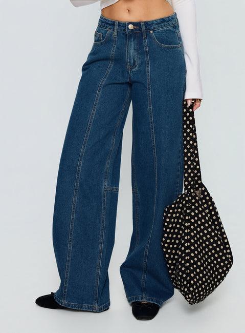 Lando Low Rise Straight Leg Jeans Mid Blue Wash Product Image