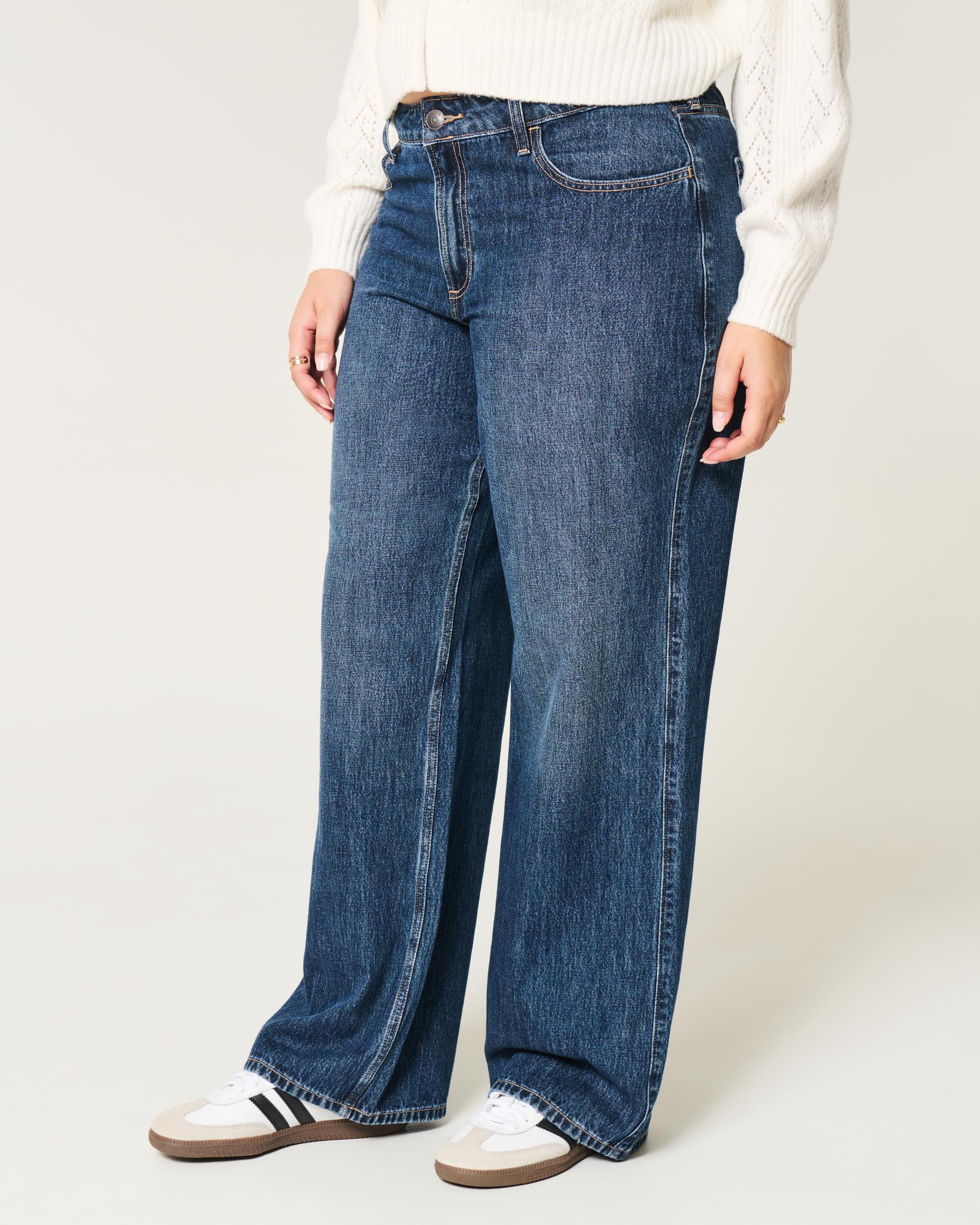 Curvy Mid-Rise Dark Wash Baggy Jeans Product Image