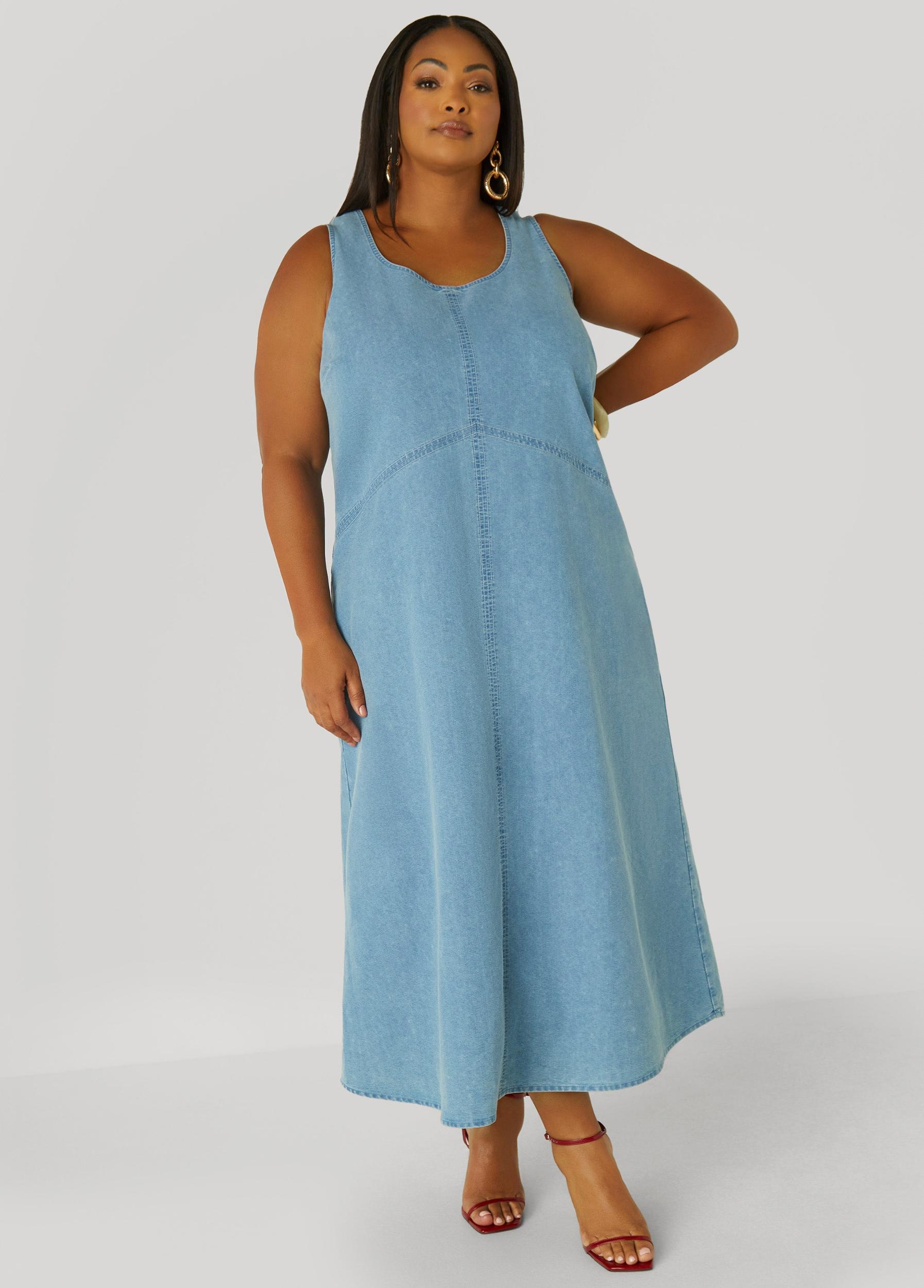 Plus Size Chambray Maxi Dress Ashley Stewart Product Image