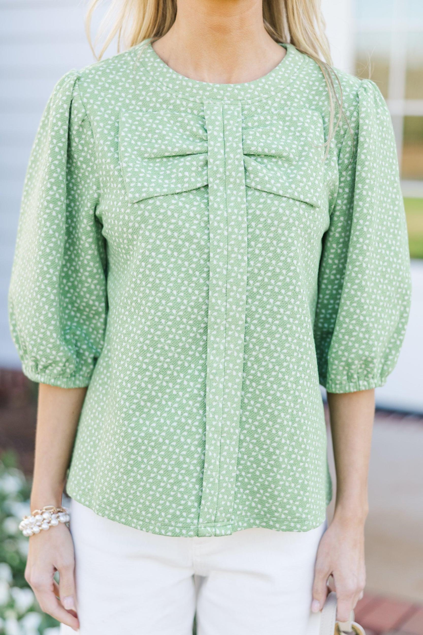 Stand Out Green Bow Detail Blouse Female Product Image