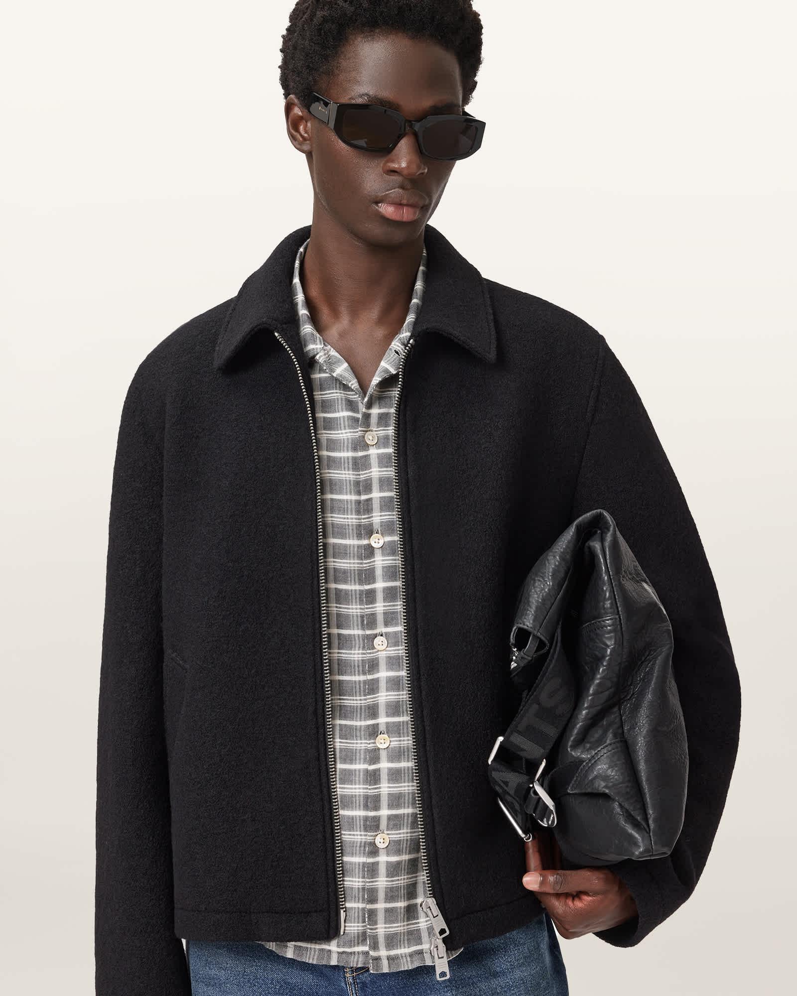 Celeste Cropped Wool Jacket Black | ALLSAINTS US Product Image