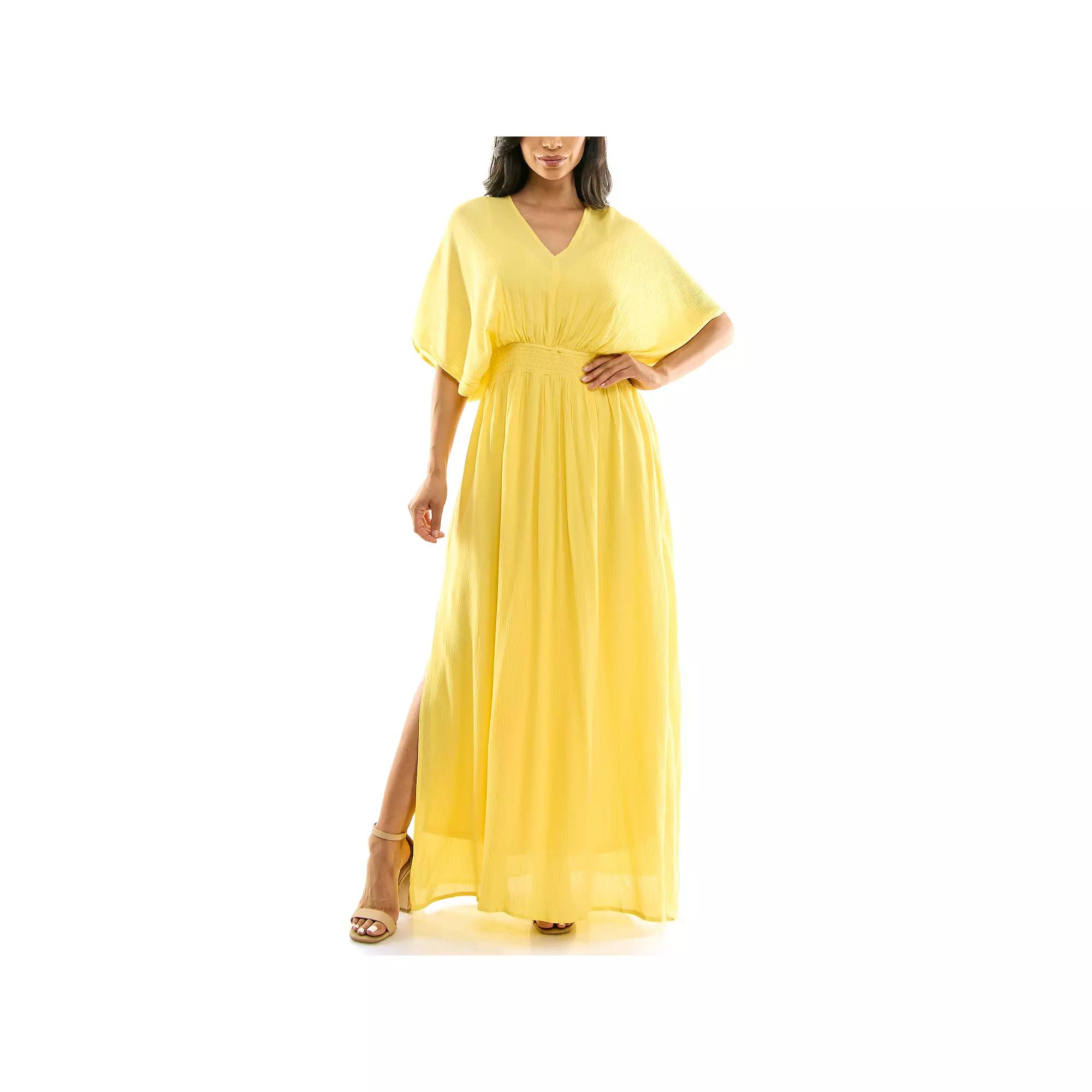 Women's Nina Leonard Smocked Maxi Dress,  Product Image