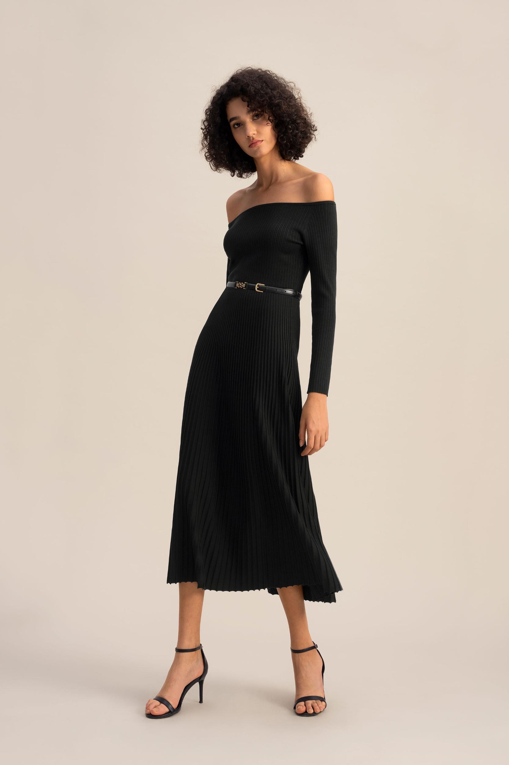 LILYSILK Womens Long Silk Dress | Silk Knitted | Exquisite Vertical Ribbing Dress | Natural White SP Product Image