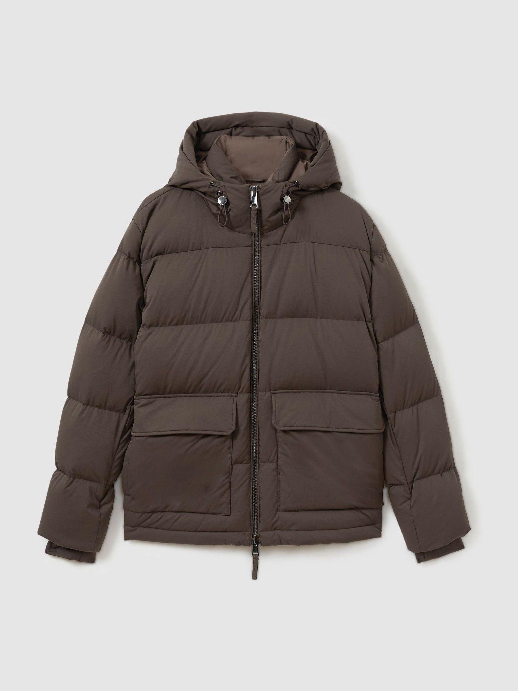 Quilted Shell Puffer Down Jacket in Brown/Stone Product Image