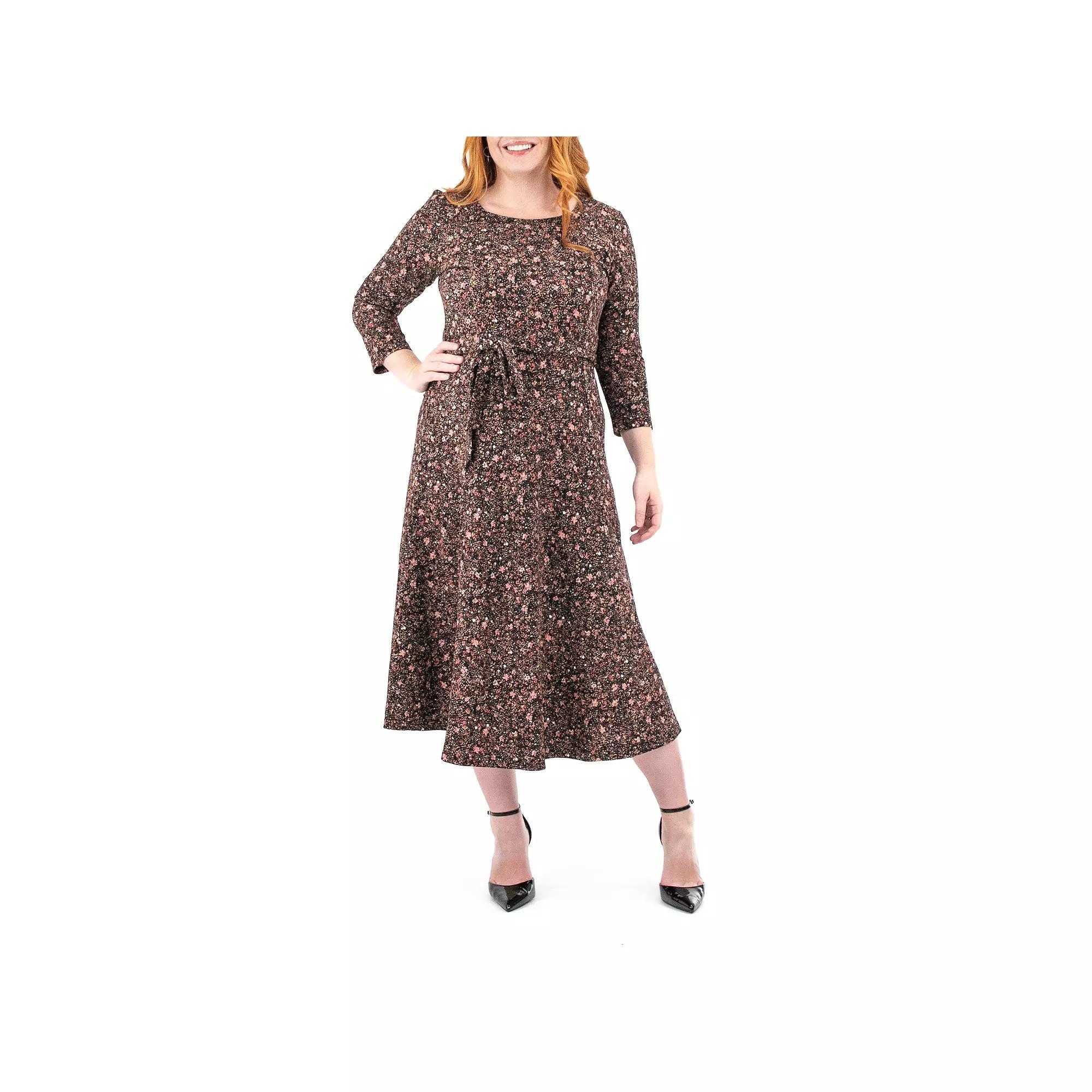 Women's Nina Leonard Sylvia Print Midi Dress,  Product Image