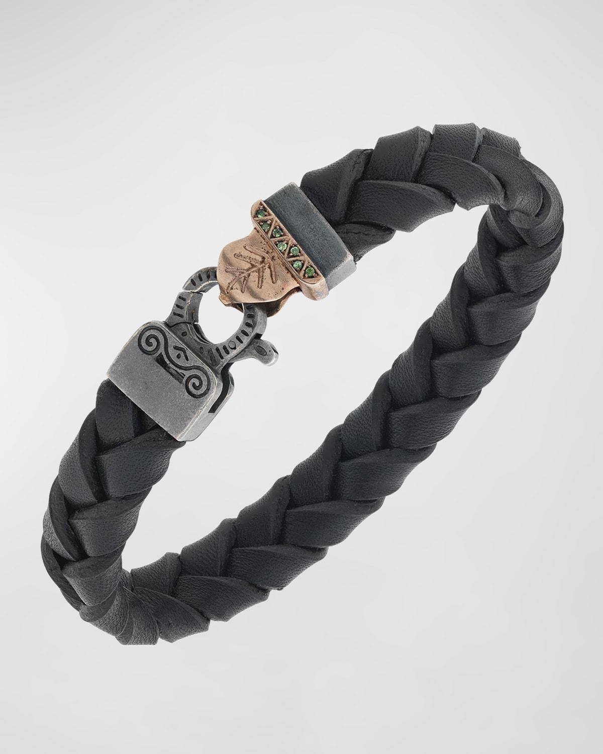 Mens Flaming Tongue Wide Leather Bracelet Product Image