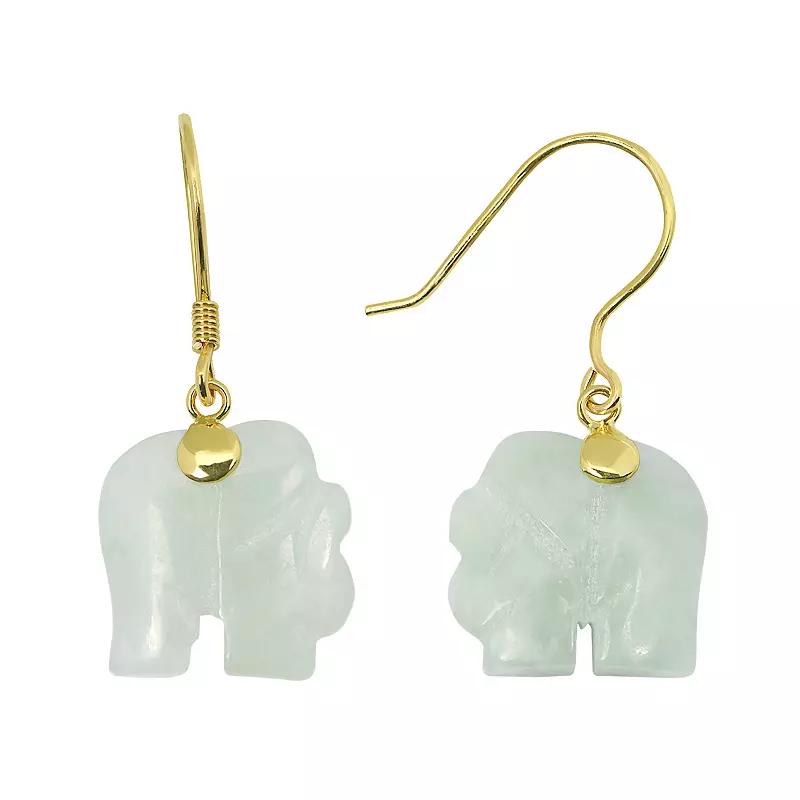 PearLustre by Imperial Jade 10k Gold Elephant Drop Earrings, Women's, Green Product Image