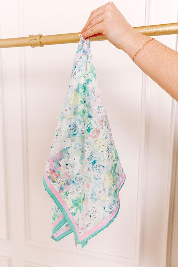 Fresh Blooms Satin Scarf in Green Product Image