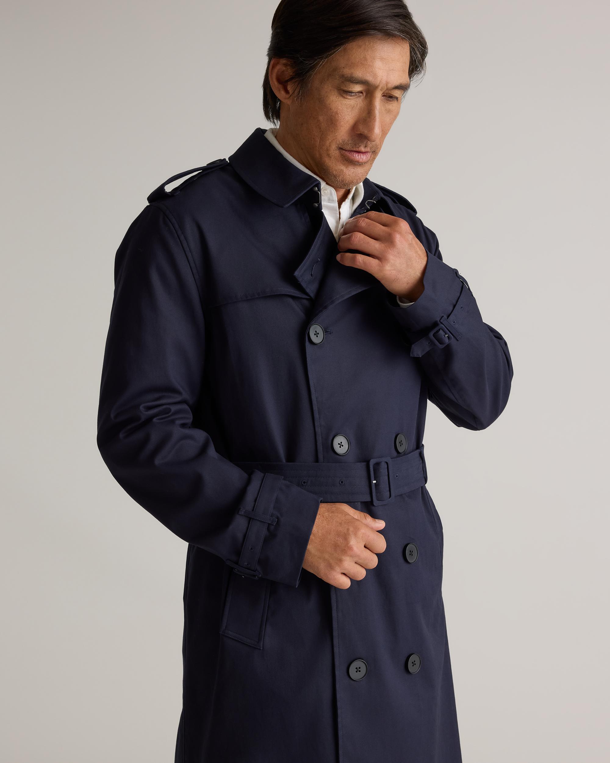 Quince | Men's Comfort Stretch Long Trench Coat Size XL, Organic Cotton Product Image