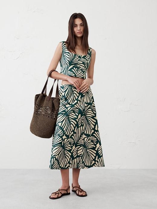 Linen-Blend Square-Neck Bustier Product Image