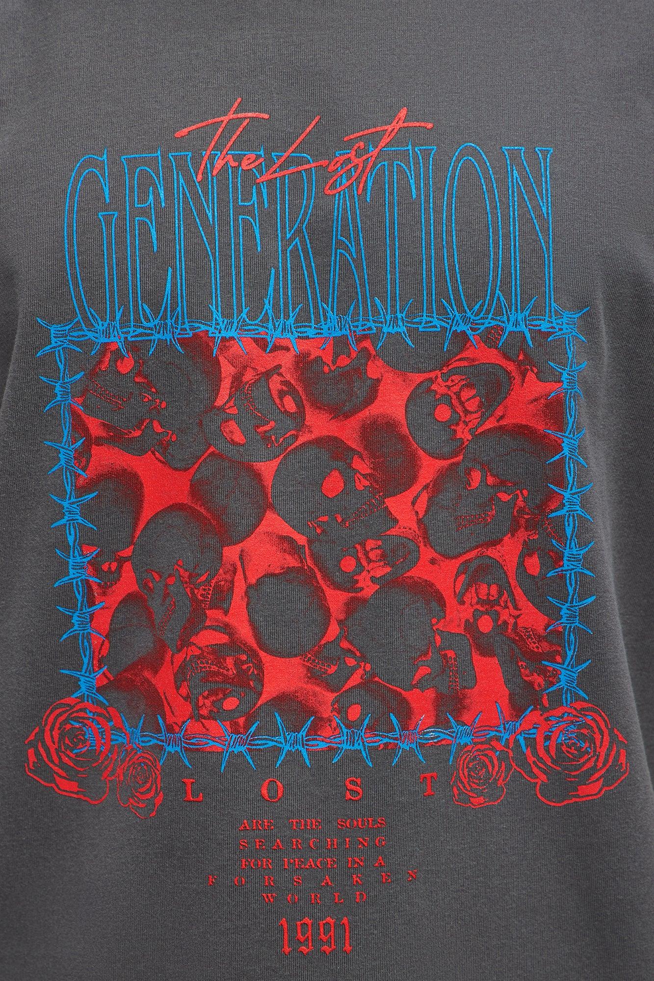 Lost Generation Oversized Short Sleeve Tee - Dark Grey Male Product Image