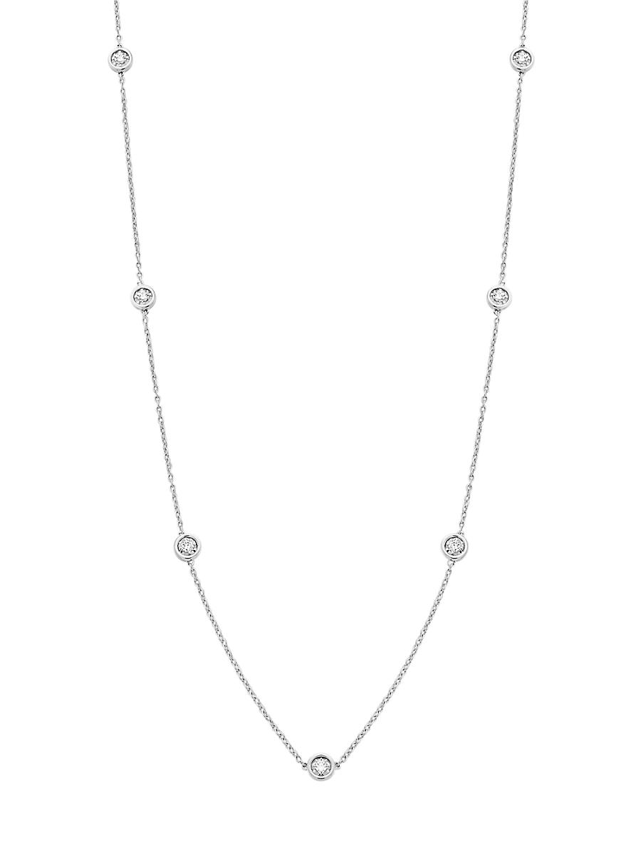 Womens 14K White Gold & 0.25 TCW Diamond Station Necklace Product Image