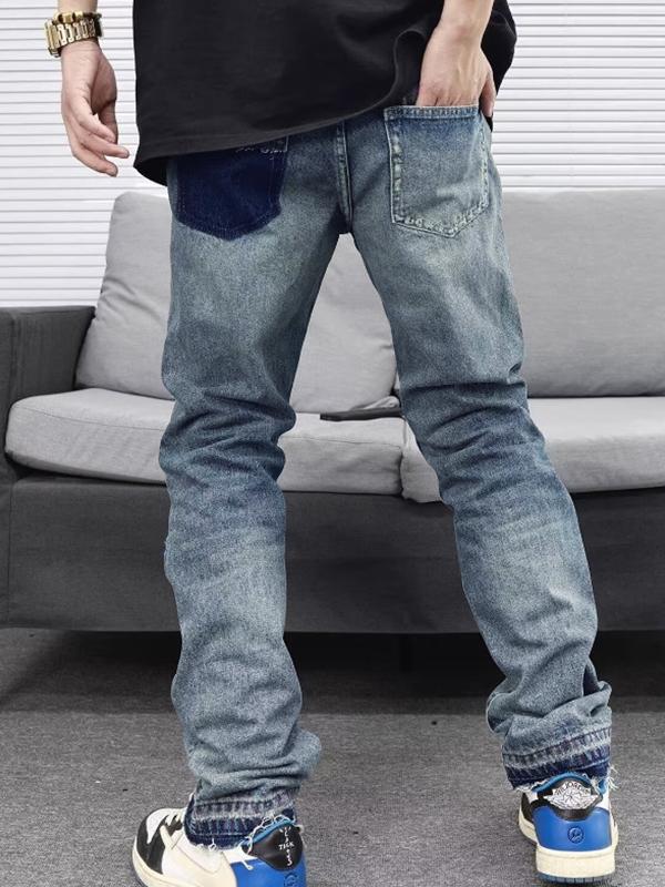 Men's Ripped Raw Trim Loose Jeans Product Image