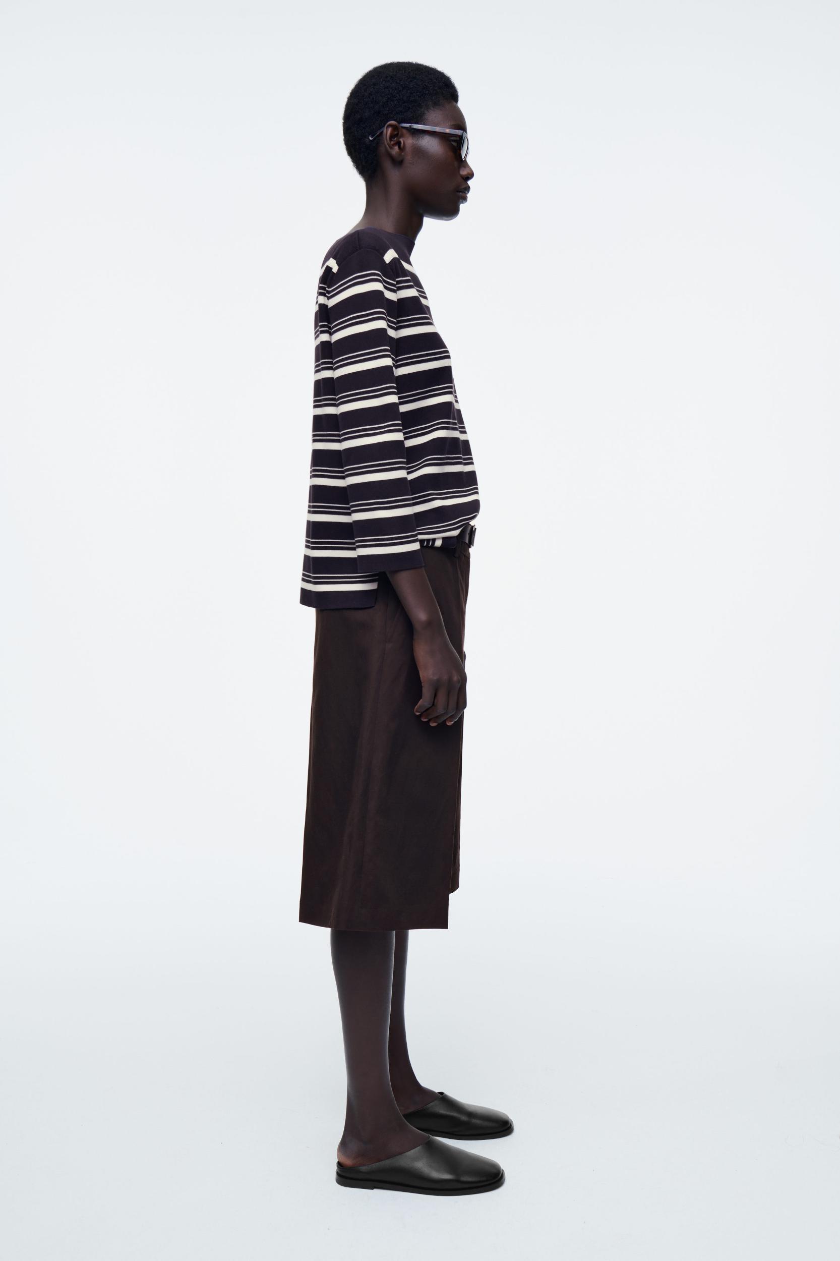 BOAT-NECK STRIPED COTTON SWEATER Product Image