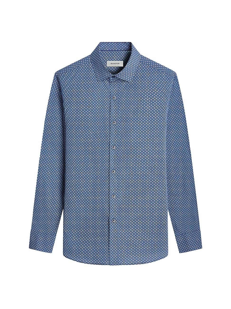 Mens Axel Geometric Stretch Cotton Button-Front Shirt Product Image