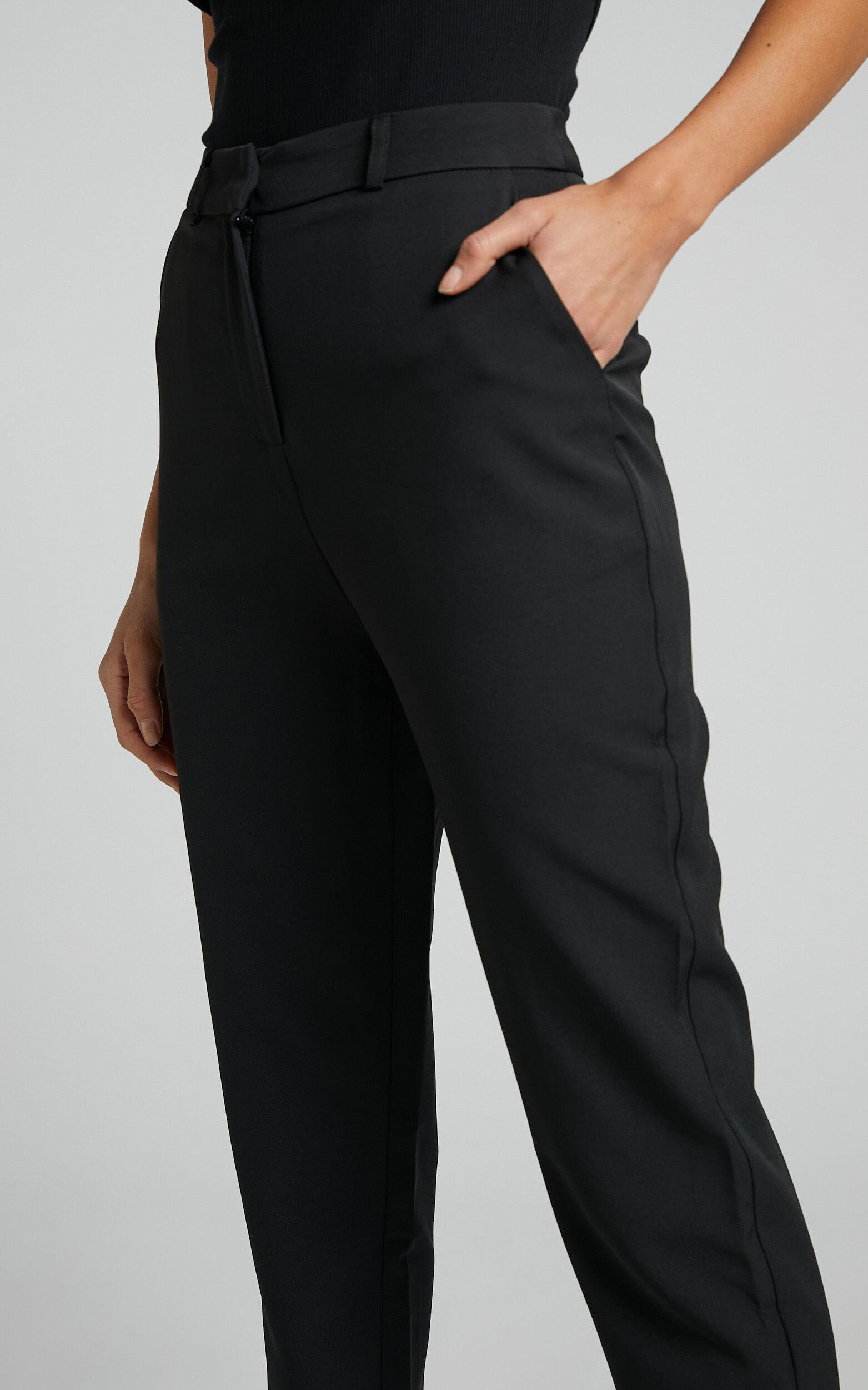 Hermie Pants - High Waisted Cropped Tailored Pants in Black Product Image