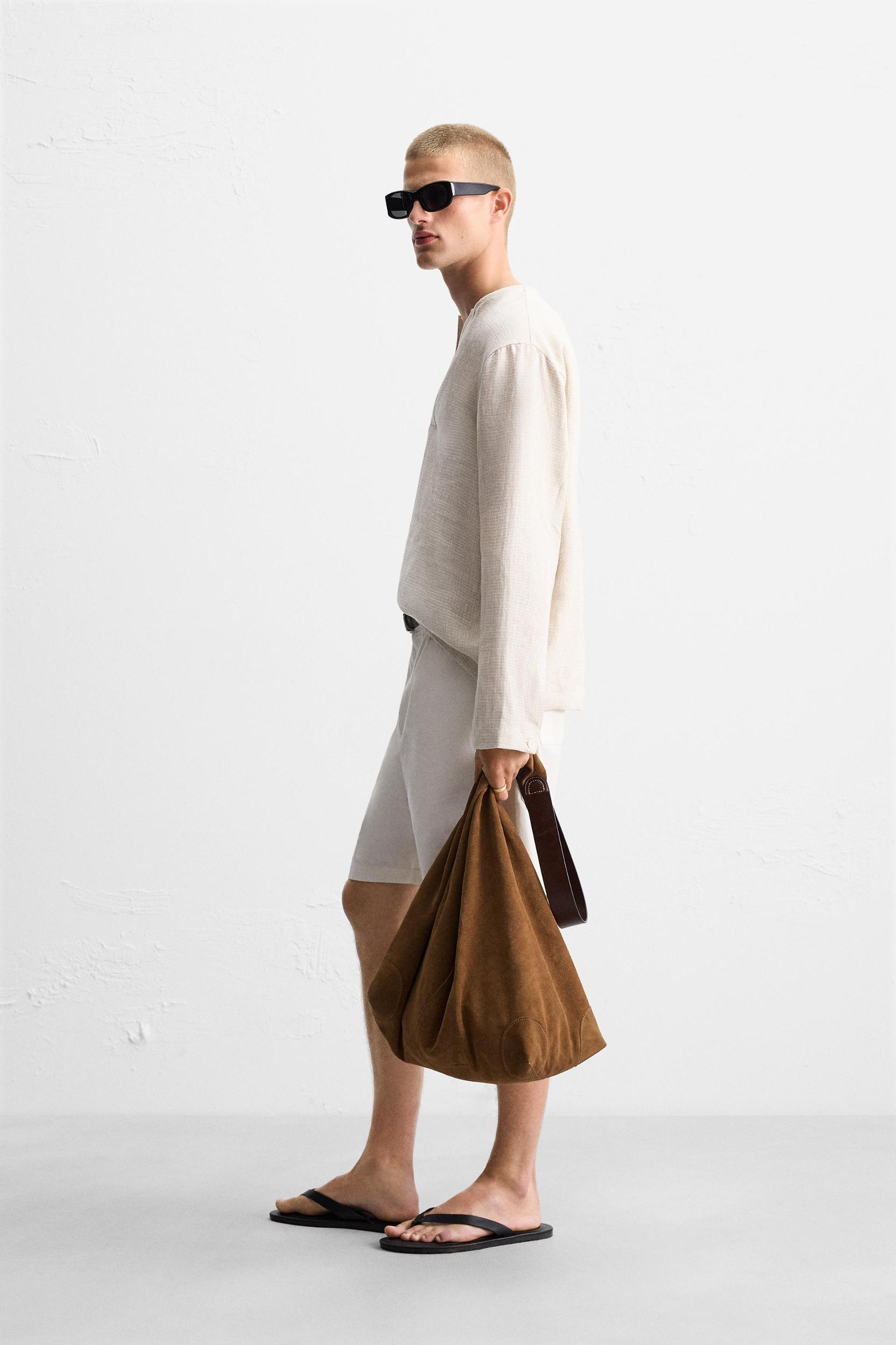 TEXTURED LINEN BLEND POLO SHIRT Product Image