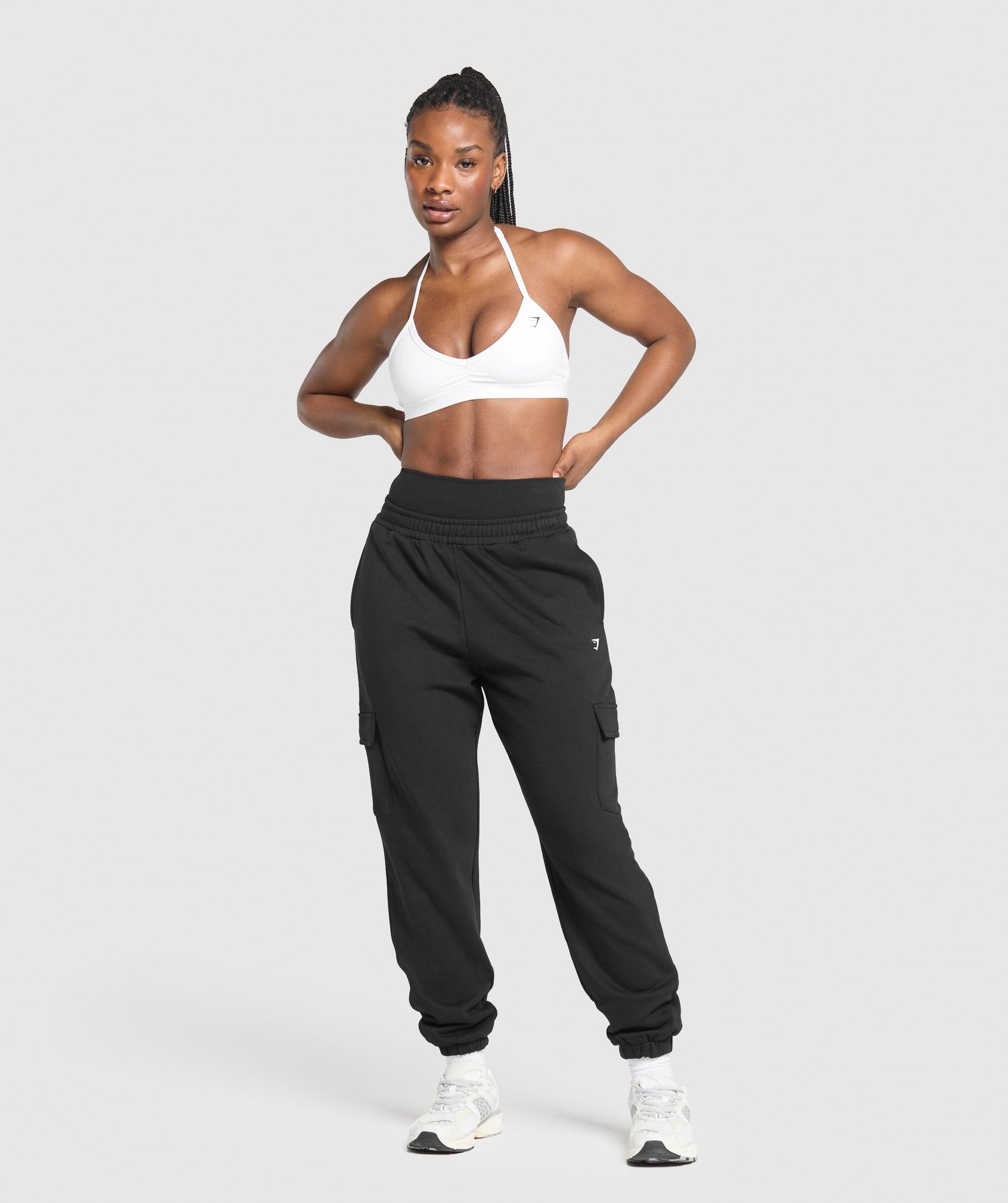 Gymshark Fleece Cargo Joggers - Black Female Product Image