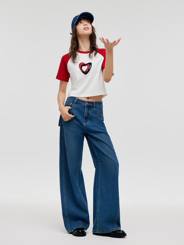 Denim Mid-Rise Women Baggy Jeans Product Image