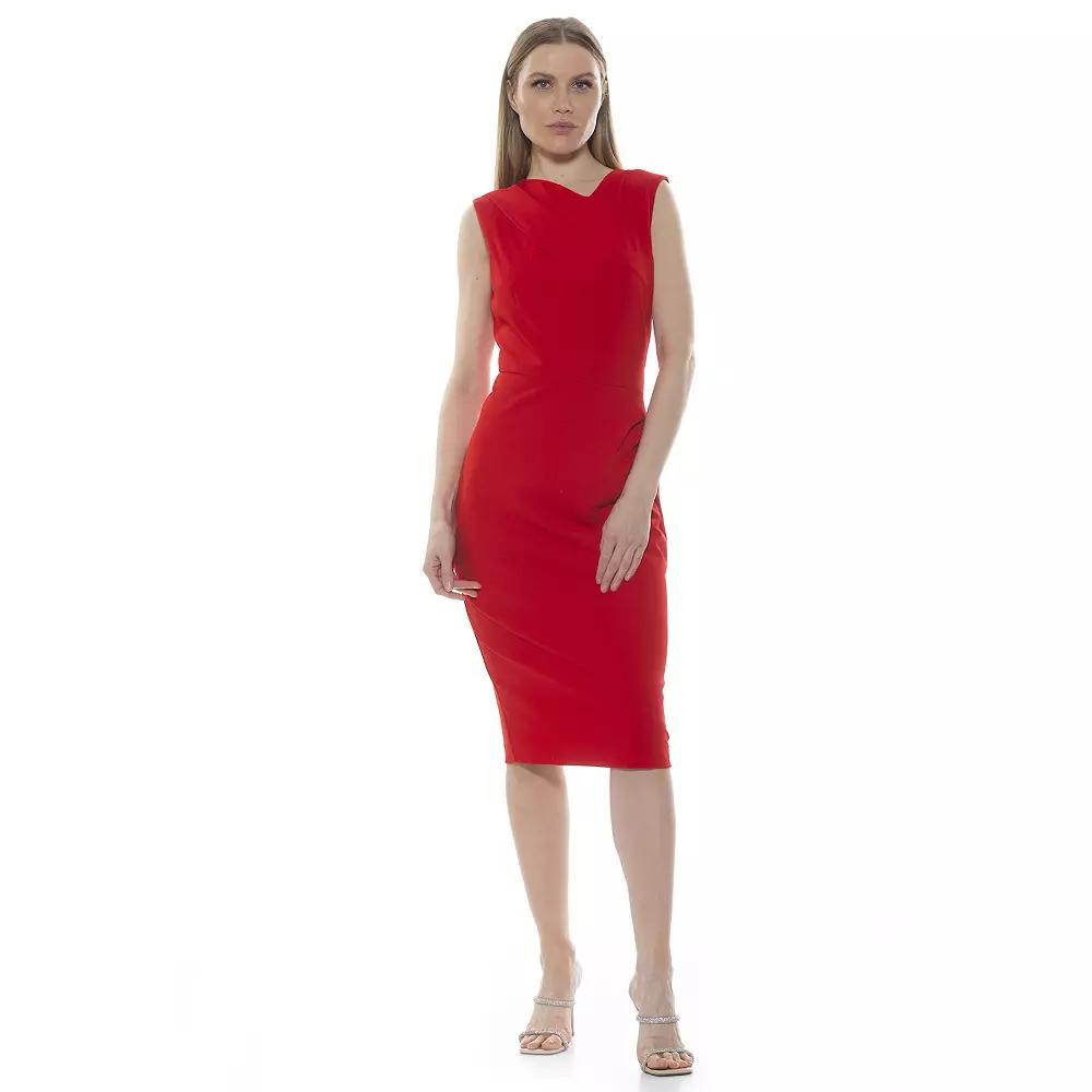Women's ALEXIA ADMOR Khloe Ruched Midi Sheath Dress,  Product Image