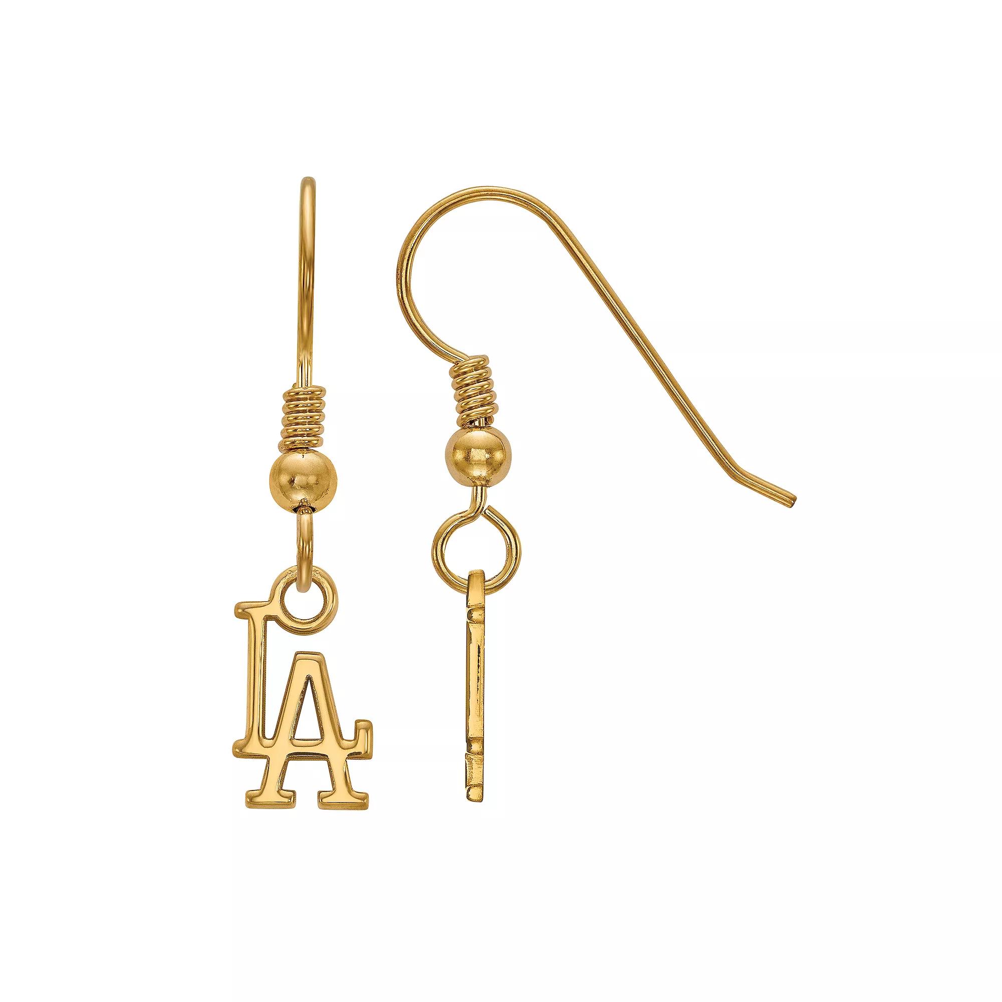 LogoArt Sterling Silver Los Angeles Dodgers Extra-Small Dangle Earrings, Women's, Size: 28 mm, Gold Tone Product Image