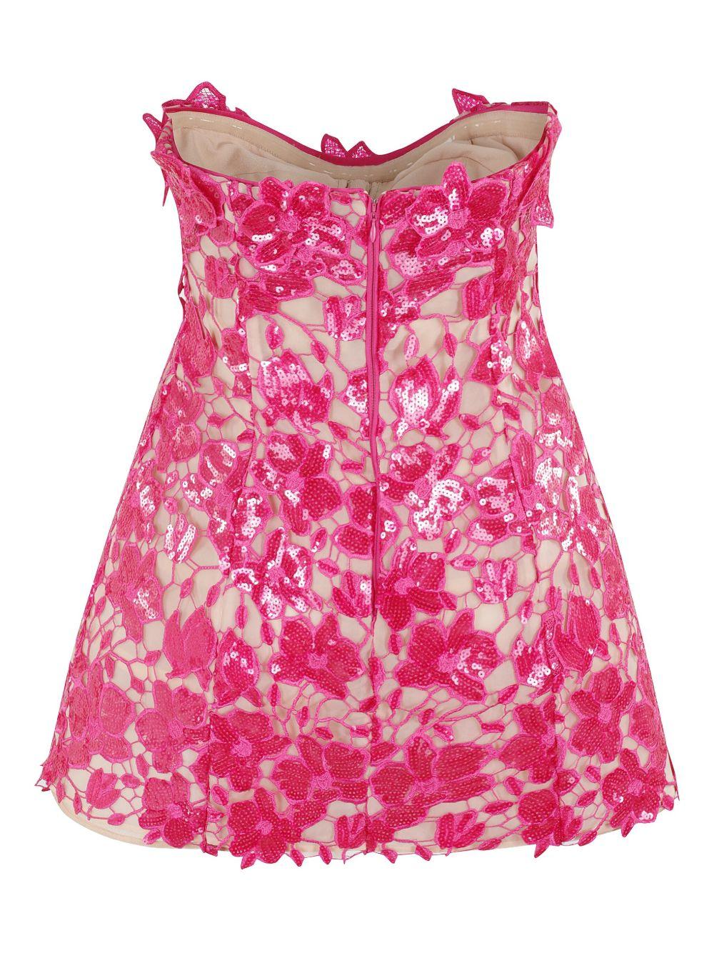 RETROFÉTE Alira Strapless Sequined Lace Mini Dress In Pink Product Image