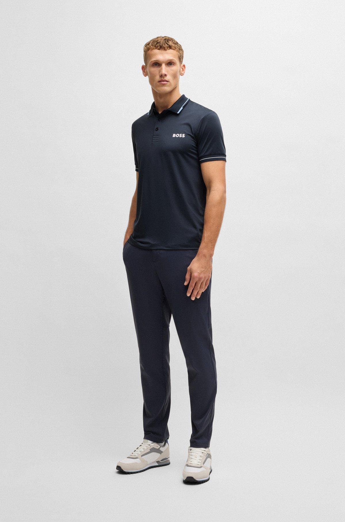 Slim-fit polo shirt with contrast logos Product Image