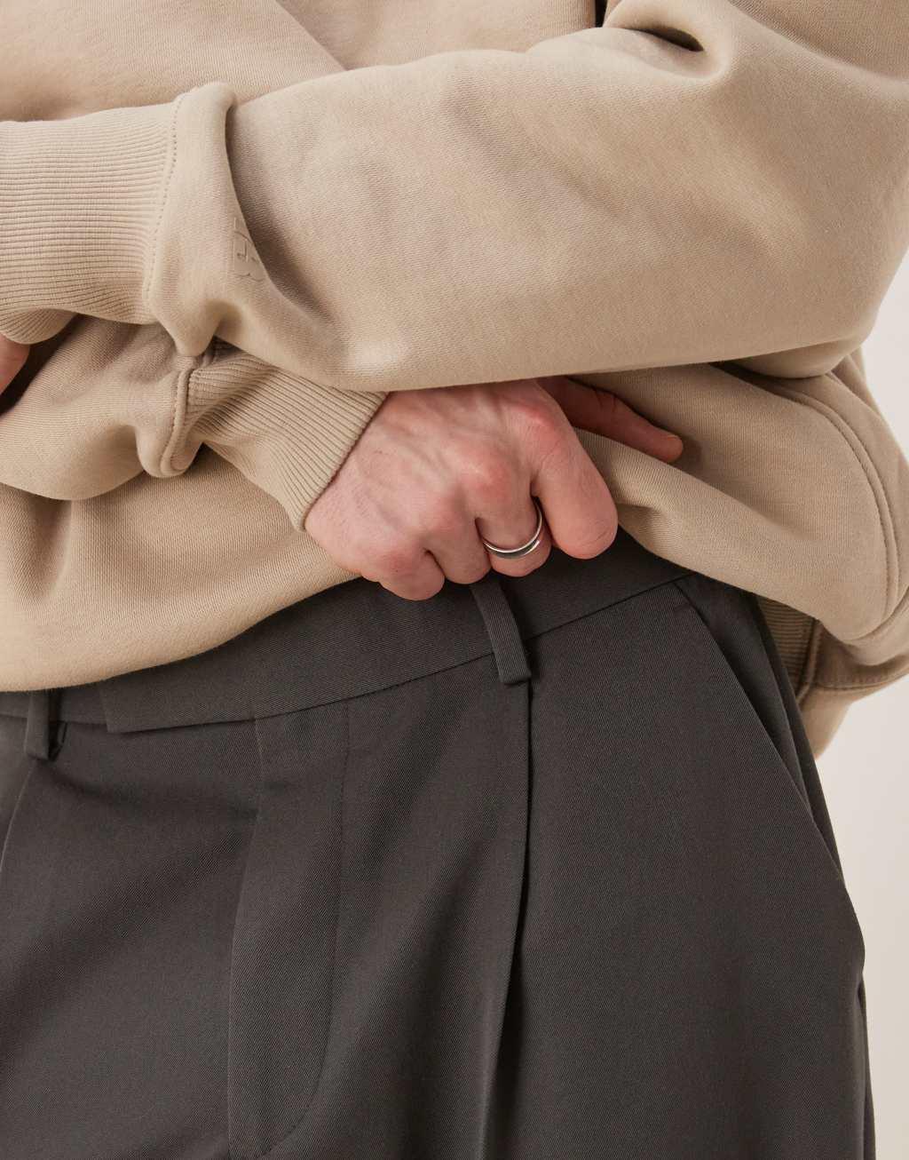 ASOS DESIGN smart extreme wide leg pants with front pleats in charcoal Product Image