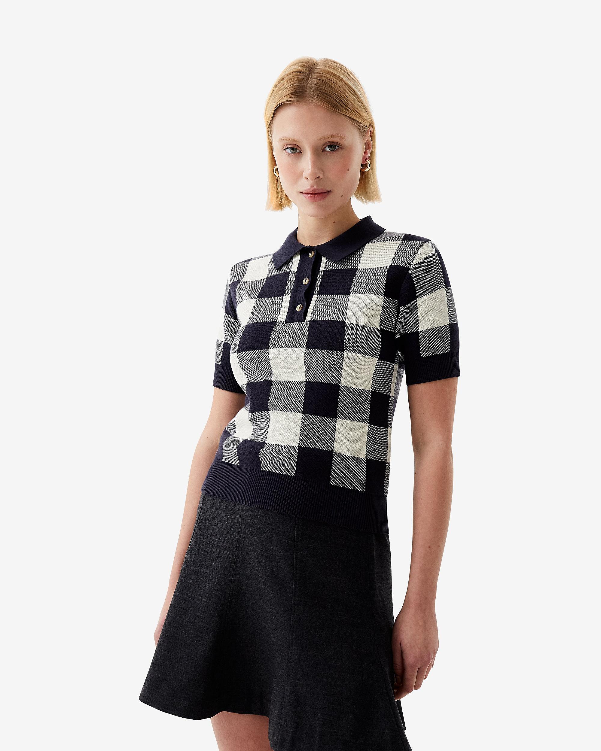 Women's Kindie Knit Gingham Polo Shirt Female Product Image