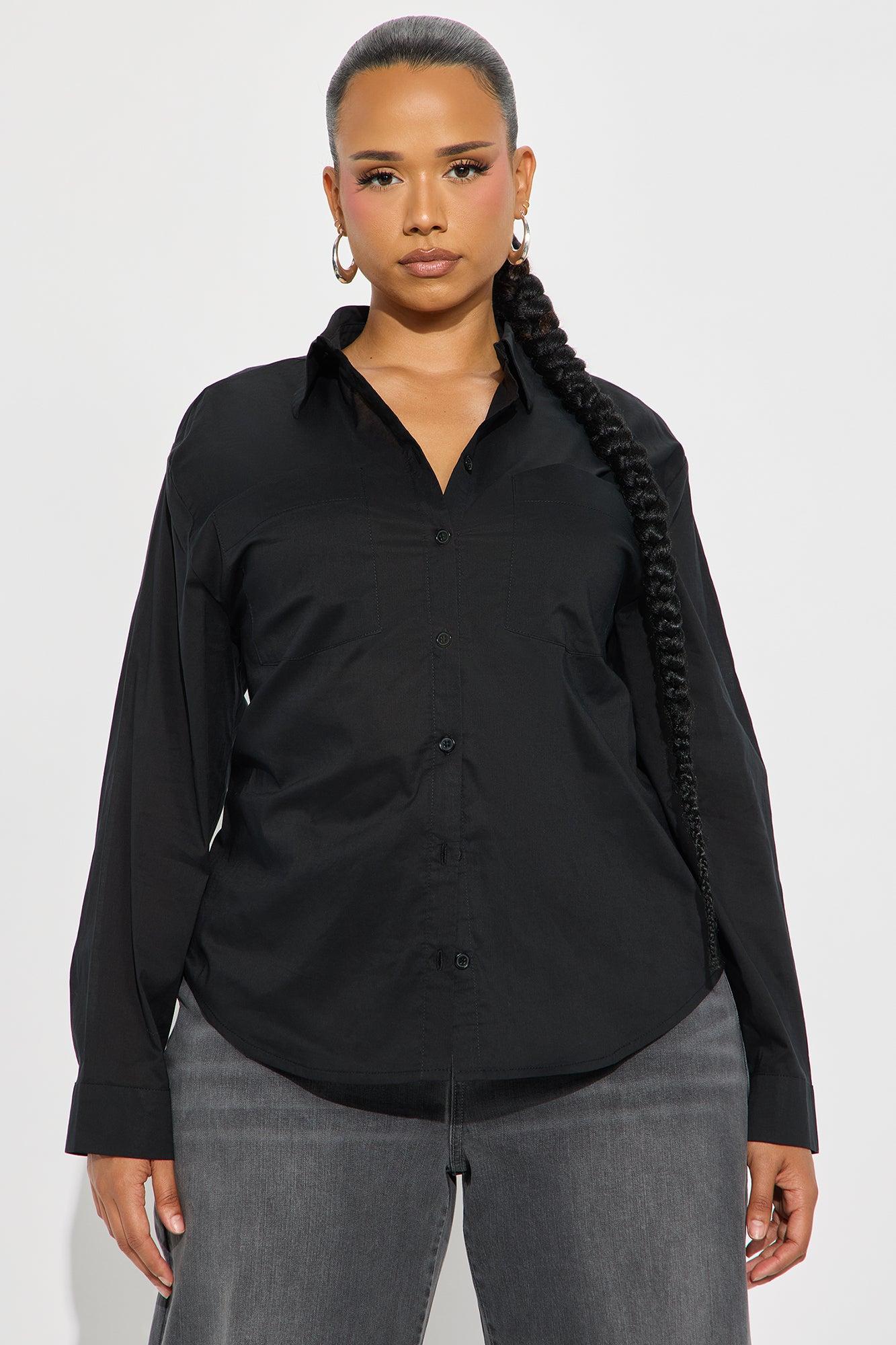 Simplicity Button Up Shirt - Black Female Product Image