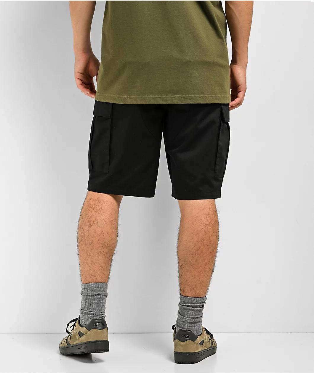 Empyre Cargo Loose Fit Black Skate Shorts Product Image