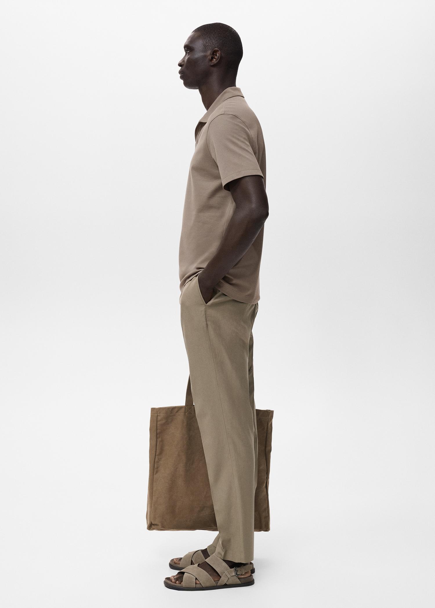 Cotton tapered crop pants - Men | MANGO USA Product Image