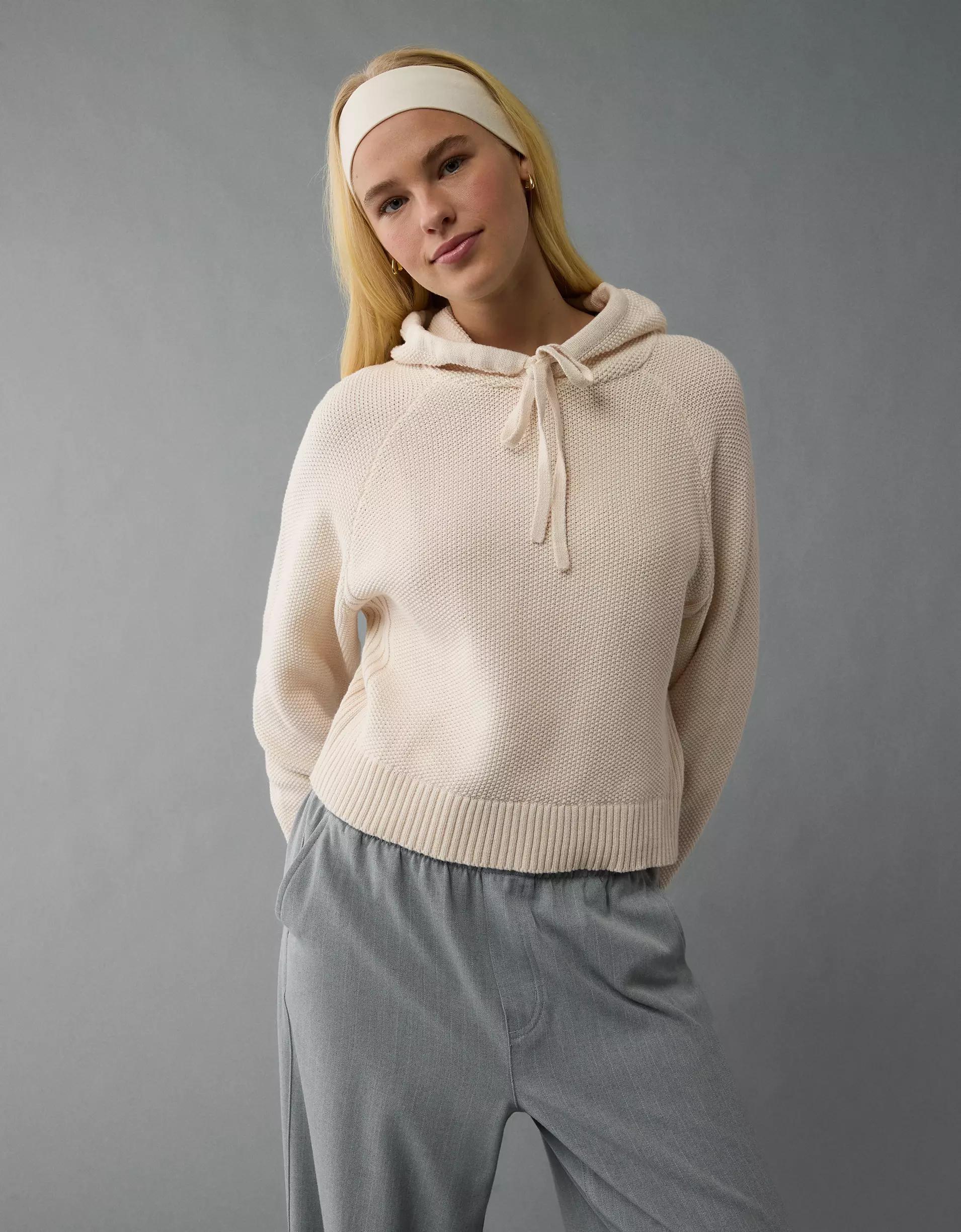 AE Cropped Cotton Hoodie Product Image