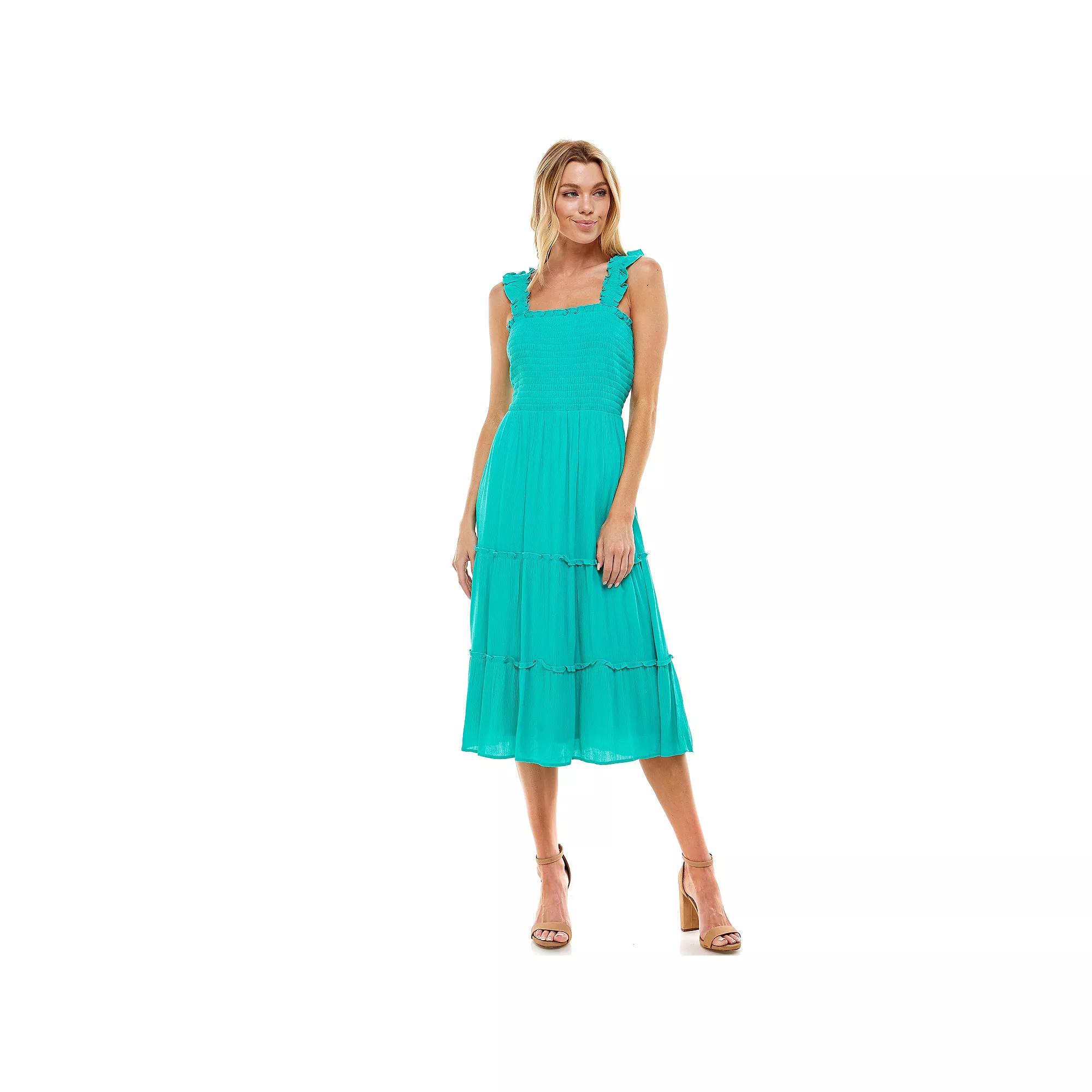 Juniors' As U Wish Tiered Smocked Midi Dress, Women's,  Product Image