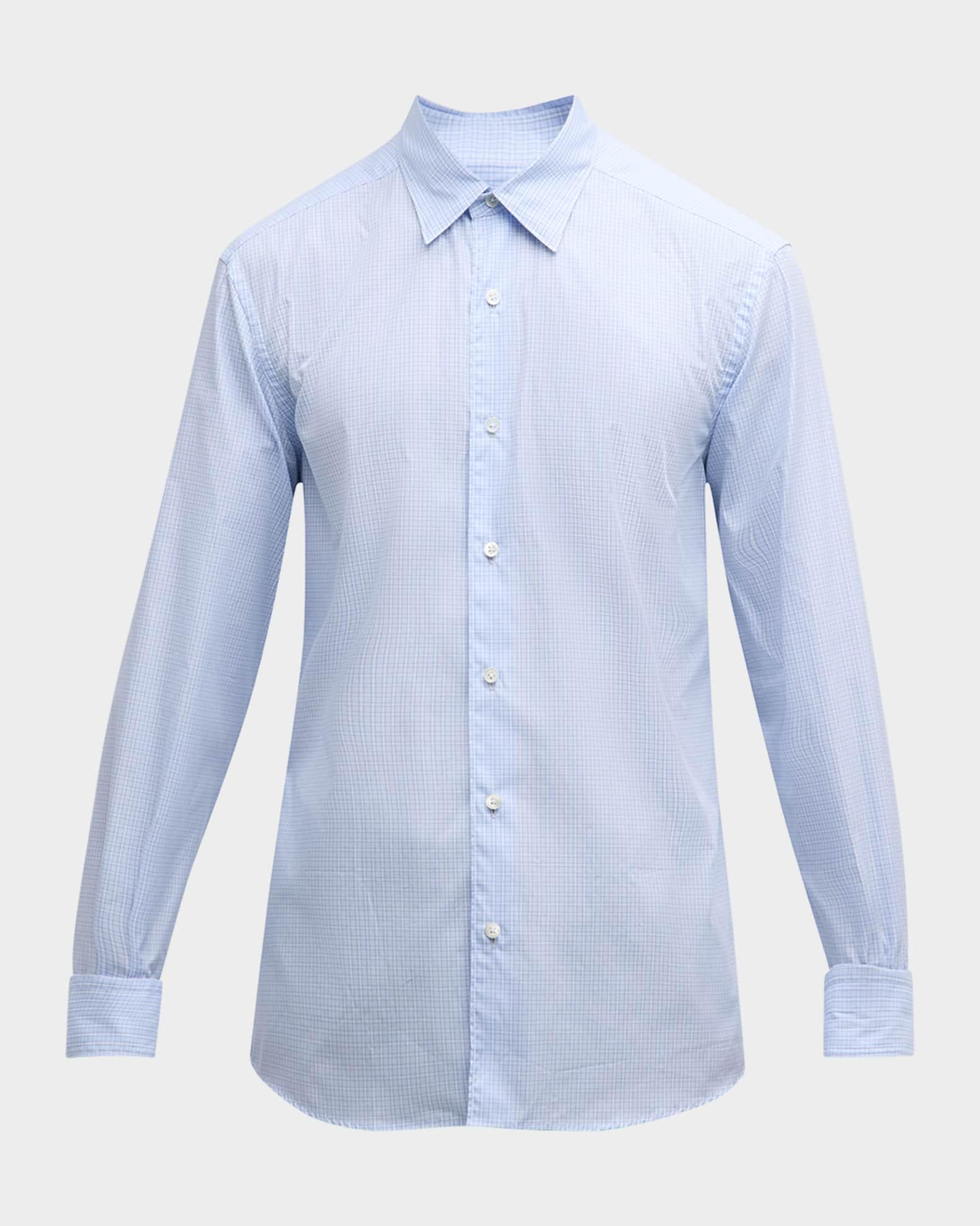 Men's Centoquaranta Cotton Check Sport Shirt Product Image