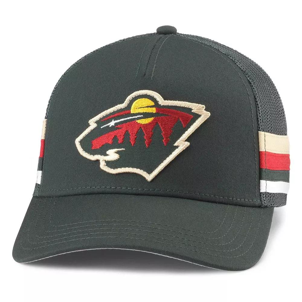 Men's American Needle Green Minnesota Wild HotFoot Stripes Trucker Adjustable Hat Product Image